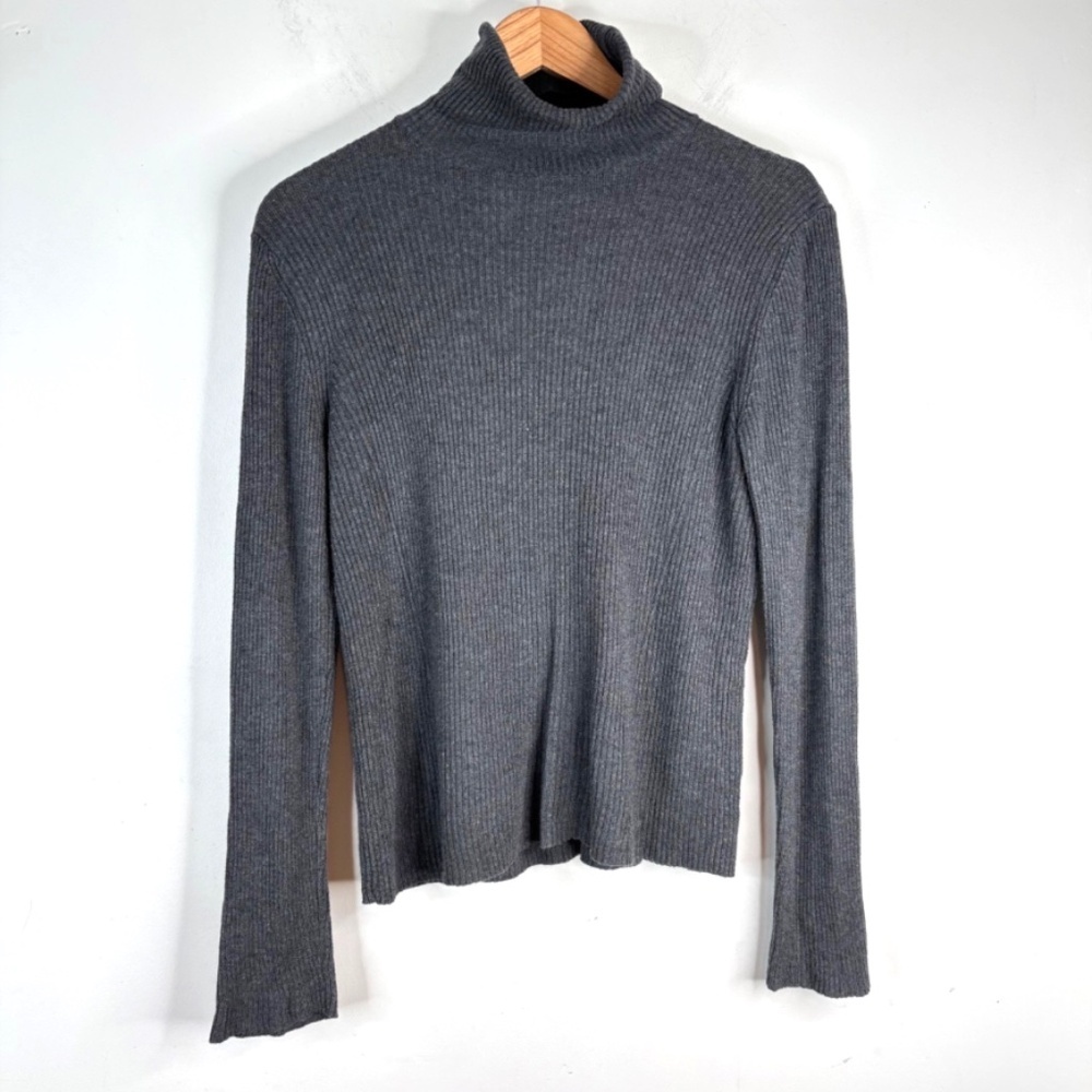 Nordstrom 14th & Union Ribbed Turtleneck Sweater M Charcoal Wool Minimalist